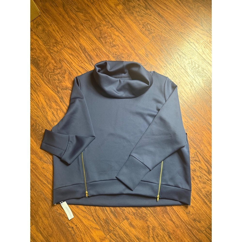 Addison Bay Womens 2X Cowl Neck Pullover Navy Side Zip Sweatshirt NWT